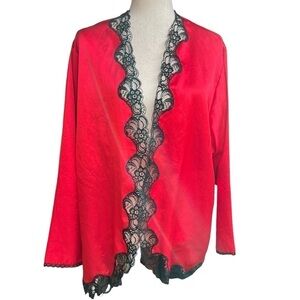 Victoria’s Secret Vintage Gold Label Short Robe Large Red Satin Lace Whimsigoth
